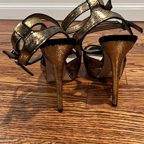 Sam Edelman Gold & Black Stiletto Strappy Heels - Picture 4 of 6